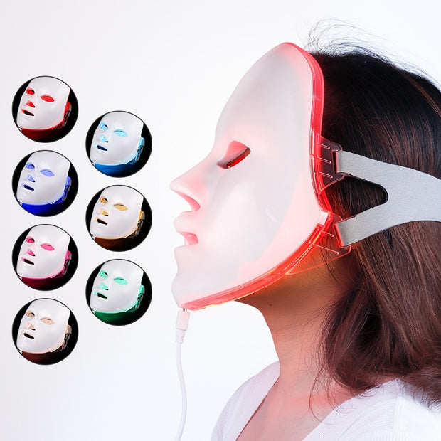 LED Facial Mask Photon Therapy Anti-Acne Wrinkle Removal Skin Rejuvenation Face Skin Care Tools NOBOX-Minimalism Design 7 Colors