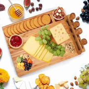 Bamboo Wood Cheese Board - With Knife Cheese Slicer