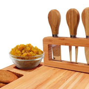 Bamboo Wood Cheese Board - With Knife Cheese Slicer