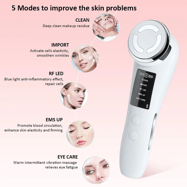 RF Skin Tightening Machine Face Lifting Device For Wrinkle Anti Aging EMS Skin Rejuvenation Radio Frequency Facial Massager